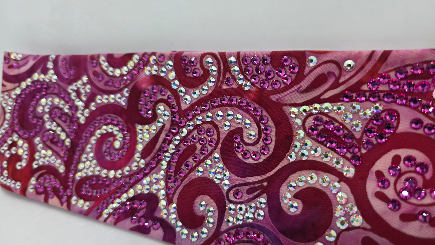 Super LeeAnnette Pink Batik Bandana with Fuchsia and Aurora Borealis Austrian Crystals (S48133)