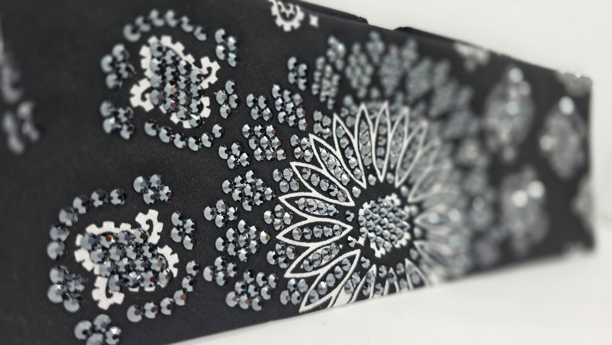 Super LeeAnnette Black Paisley Bandana with Black Austrian Crystals (S48188)