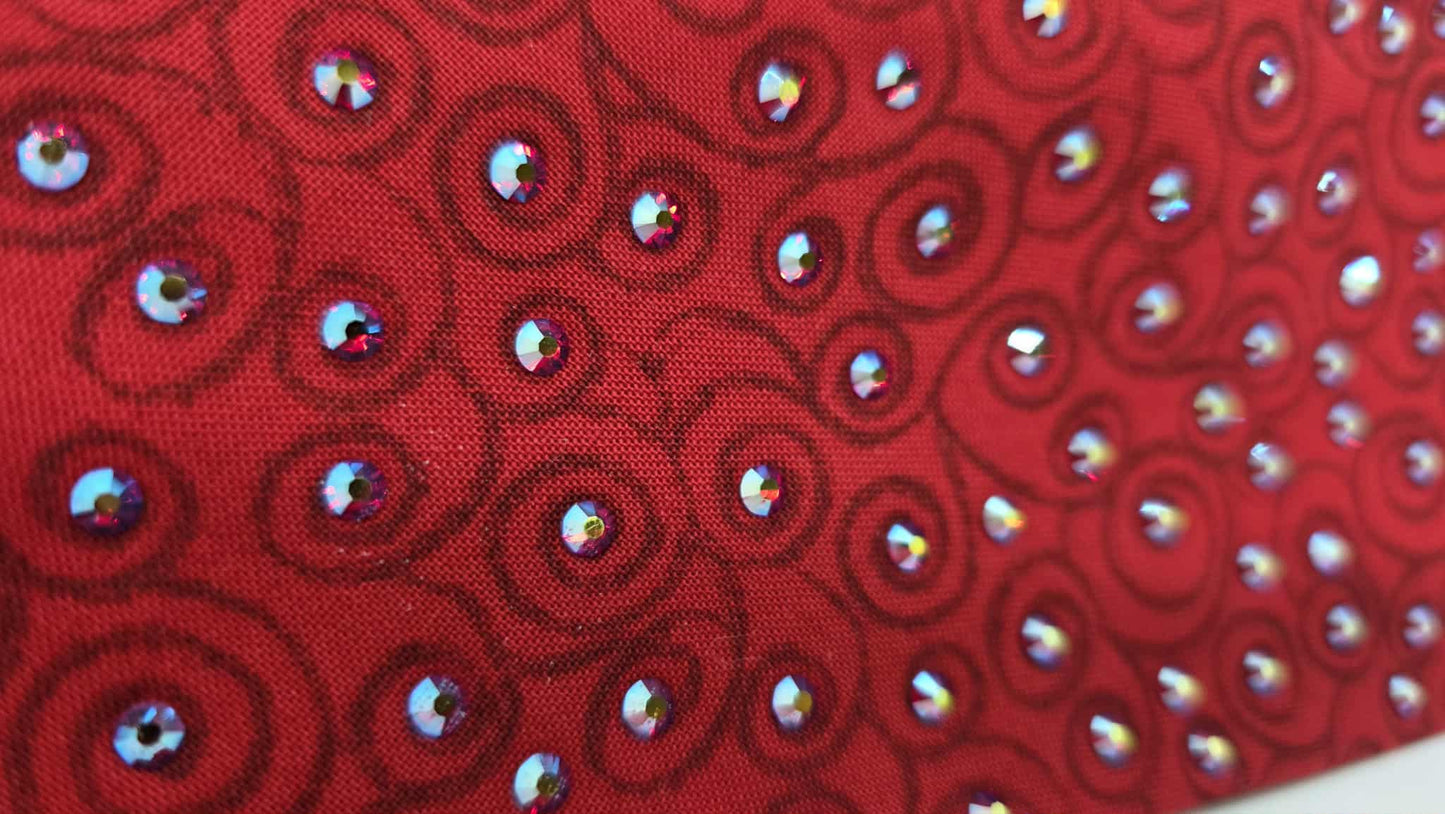 EXTRA BLING - Red Scroll Bandana with Red Shimmer Austrian Crystals (sku6403)