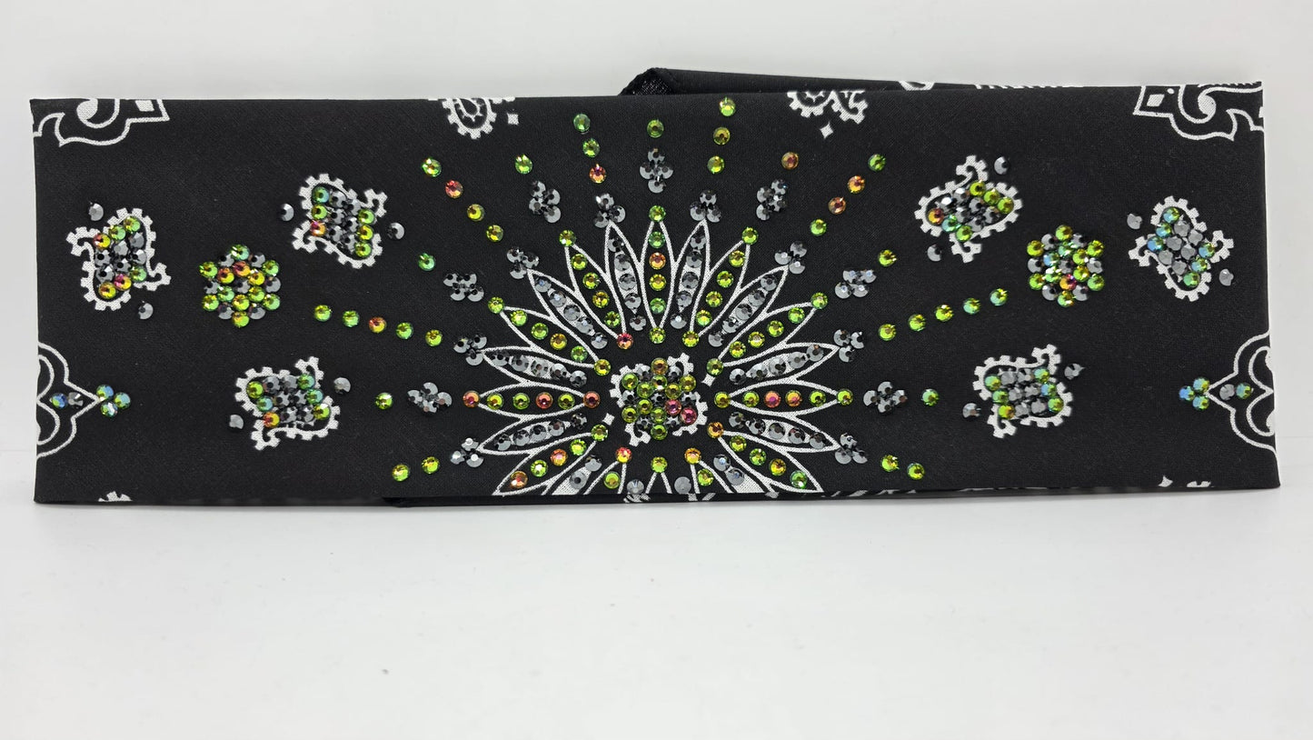 LeeAnnette Black Paisley Bandana with Vitrail and Black Austrian Crystals (L40201)