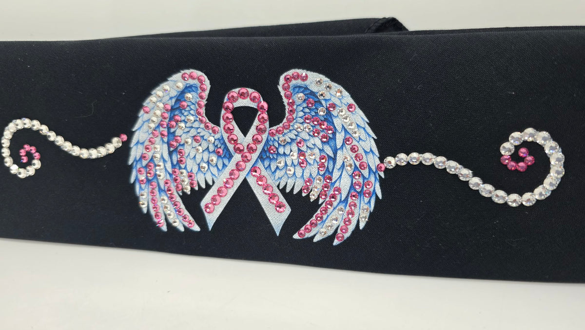 Ribbon and Wings Bandana with Pink and Diamond Clear Austrian Crystals (E60167)