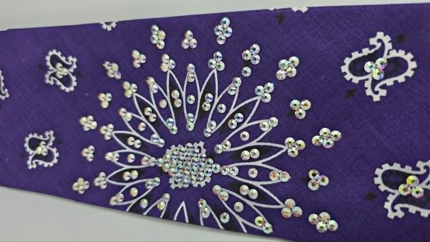 Purple Paisley Bandana with Aurora Borealis Austrian Crystals (E60134)