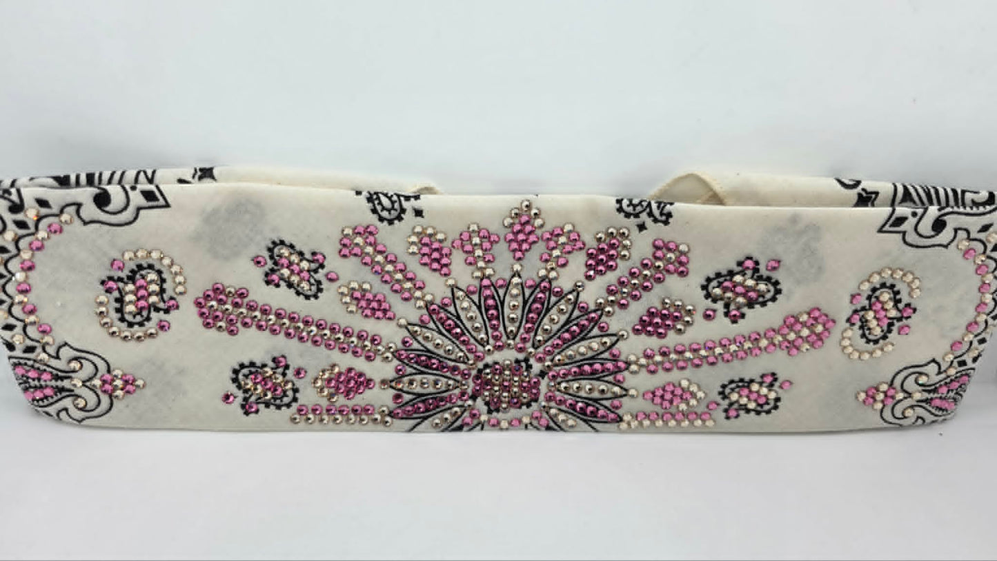 Super LeeAnnette Off White Paisley Bandana with Rose and Honey Austrian Crystals (S48160)