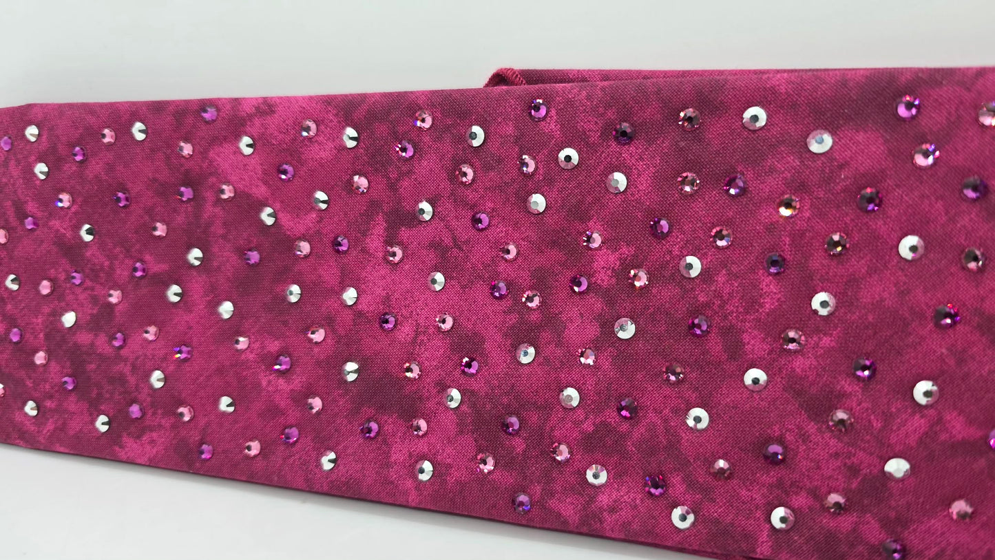 Marble Magenta Bandana with Dark Pink, Light Pink and Chrome Austrian Crystals (E60118)