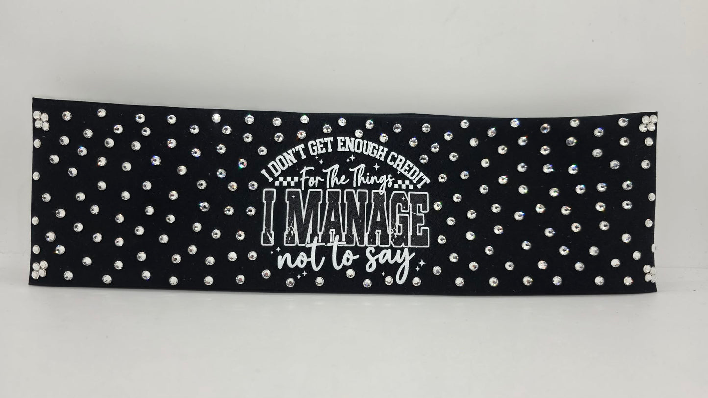 Black Bandana - Things I manage not to Say with Diamond Clear Austrian Crystals (E60162)