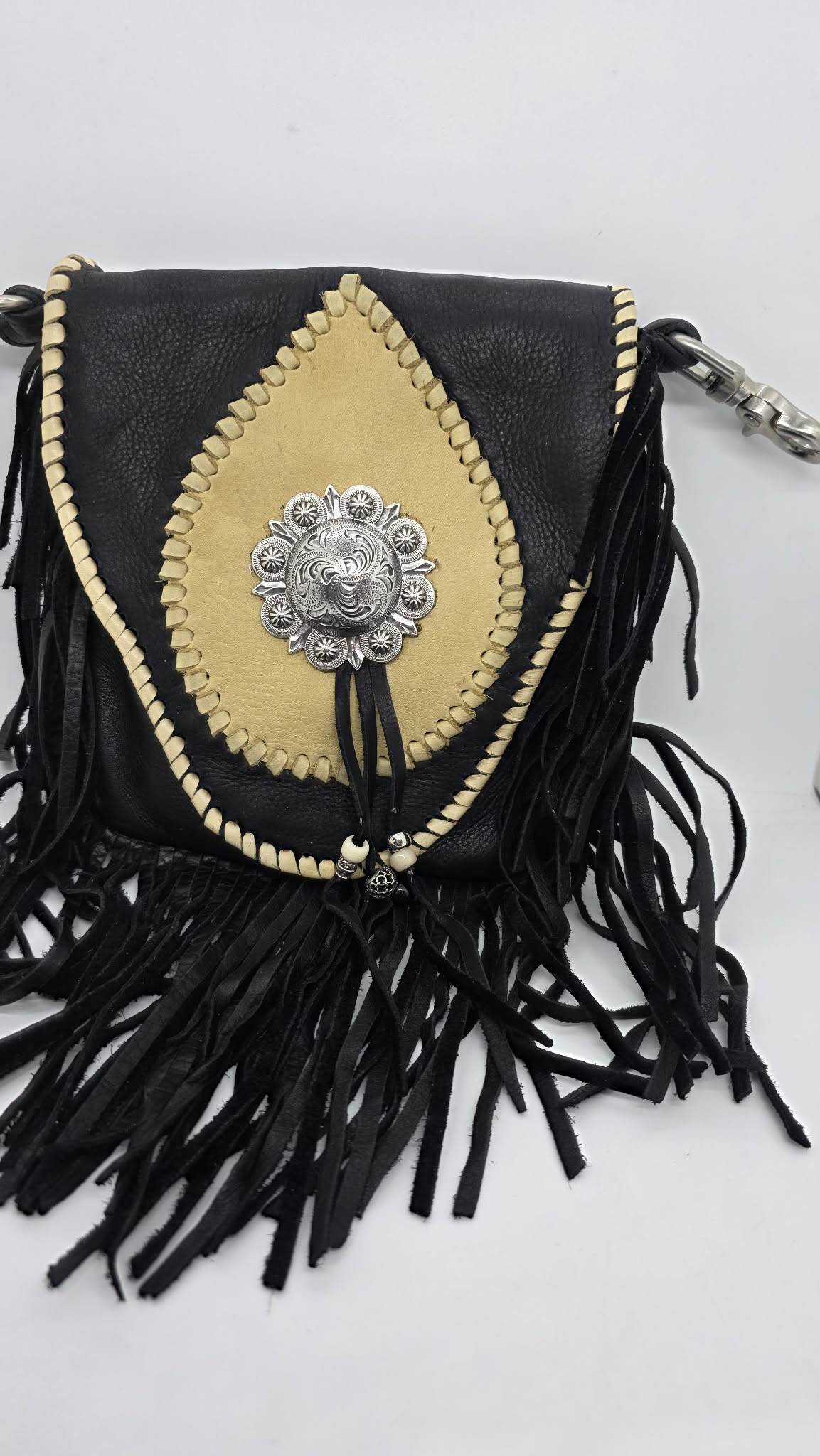 Black and Cream Buck Skin Purse