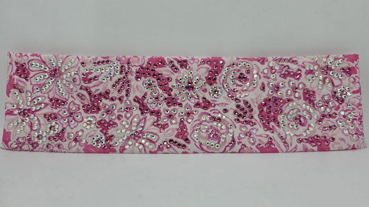 Super LeeAnnette Pink Flowers Bandana with Rose and Aurora Borealis Austrian Crystals (sku40147)