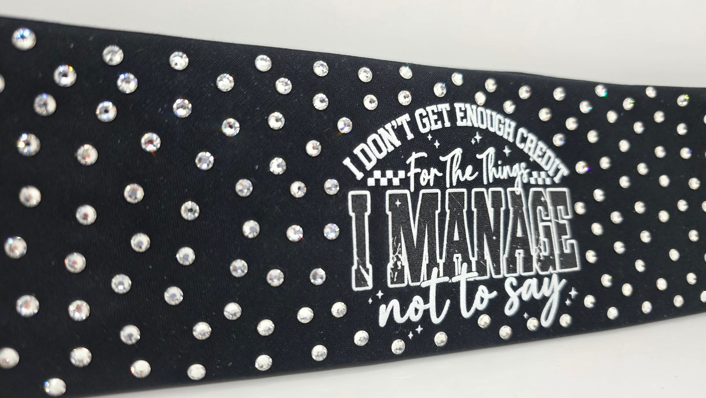 Black Bandana - Things I manage not to Say with Diamond Clear Austrian Crystals (E60162)