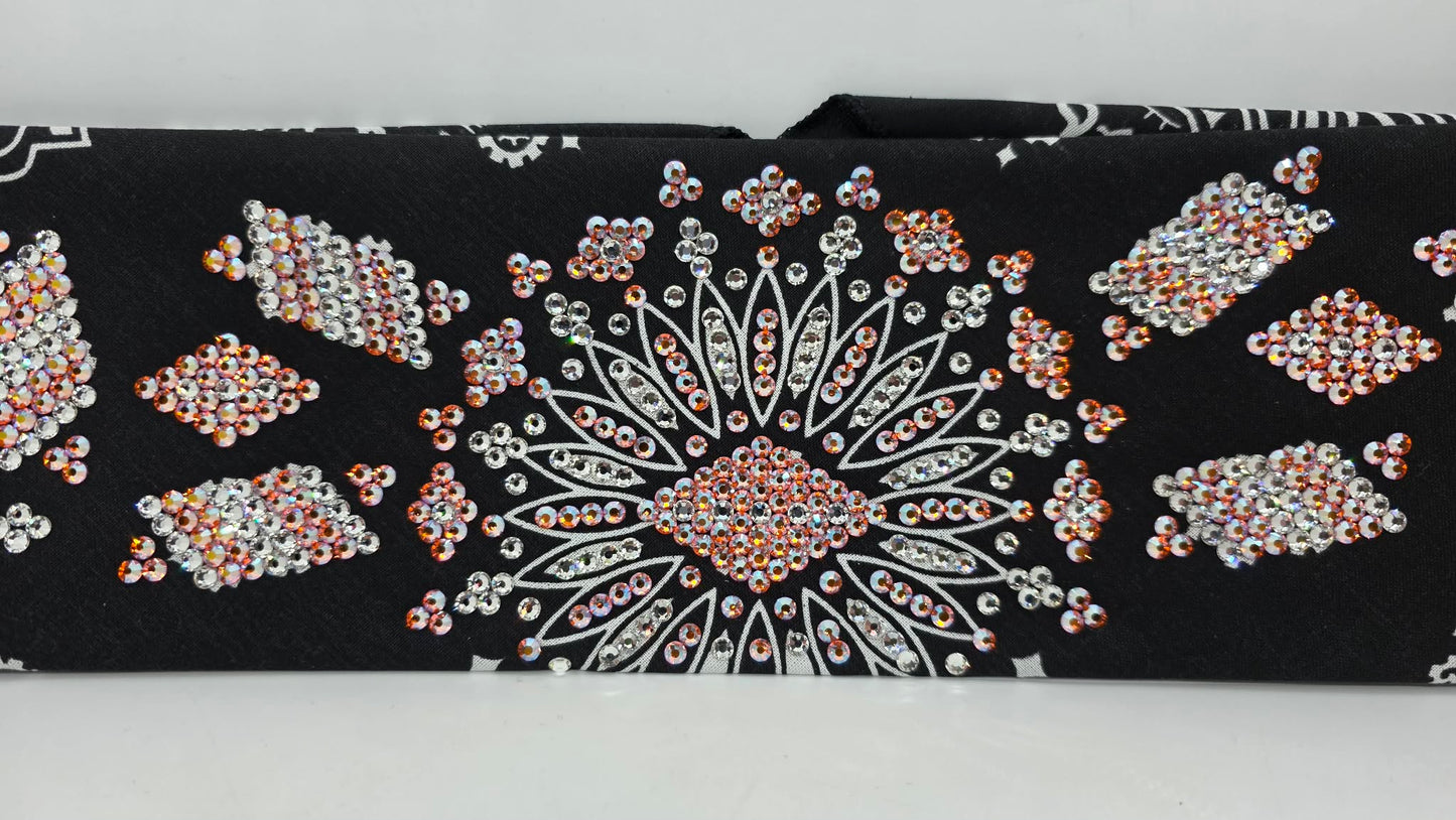 Super LeeAnnette Black Paisley Bandana with Sun Shimmer and Diamond Clear Austrian Crystals (S48118)
