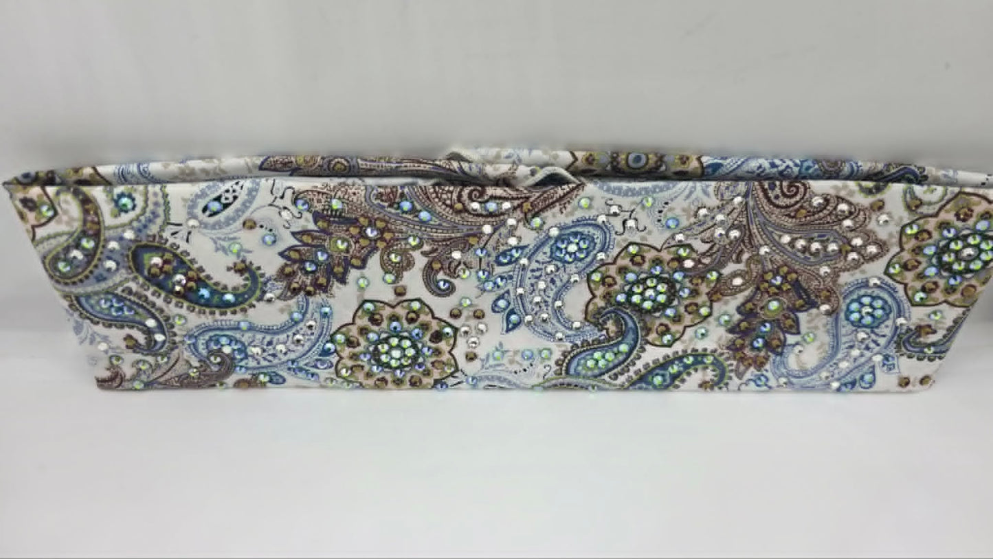 LeeAnnette Blue Flowers Bandana with Peridot Shimmer, Blue Shimmer, Brown and Diamond Clear Austrian Crystals (L40264)
