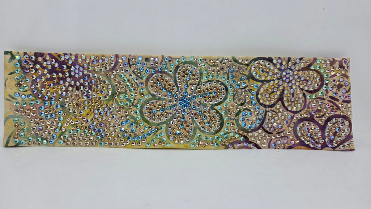 Super Duper LeeAnnette Batik Flowers Bandana with Multi-color Austrian Crystals (D49512)