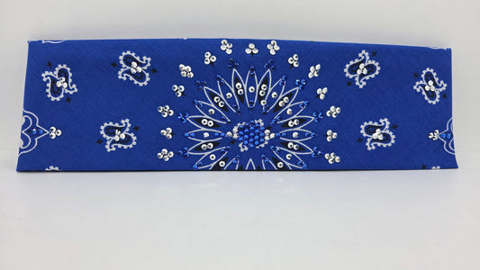 Royal Blue Bandana with Blue and Chrome Austrian Crystals (E60130)