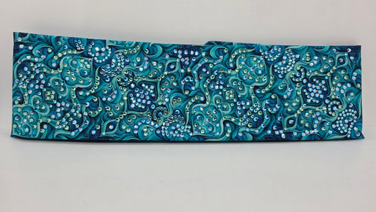 Super LeeAnnette Turquoise and Blue Kaleidoscope Bandana with Blue Shimmer, Aqua and Caribbean Sea Austrian Crystals (S48138)