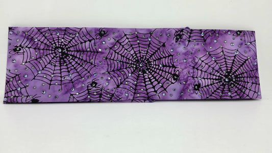 Purple Spider Webs Bandana with Light Purple and Black Austrian Crystals (E60123)