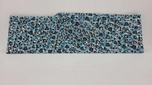 Super LeeAnnette Blue Leopard Hearts Bandana with Light Blue, Bright Blue, Black and Diamond Clear Austrian Crystals (sku40085)