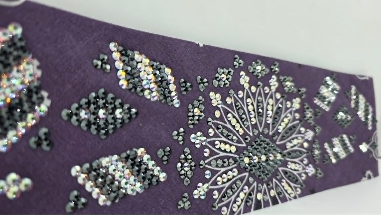Super LeeAnnette Plum Paisley Bandana with Black and Aurora Borealis Austrian Crystals (S48163)