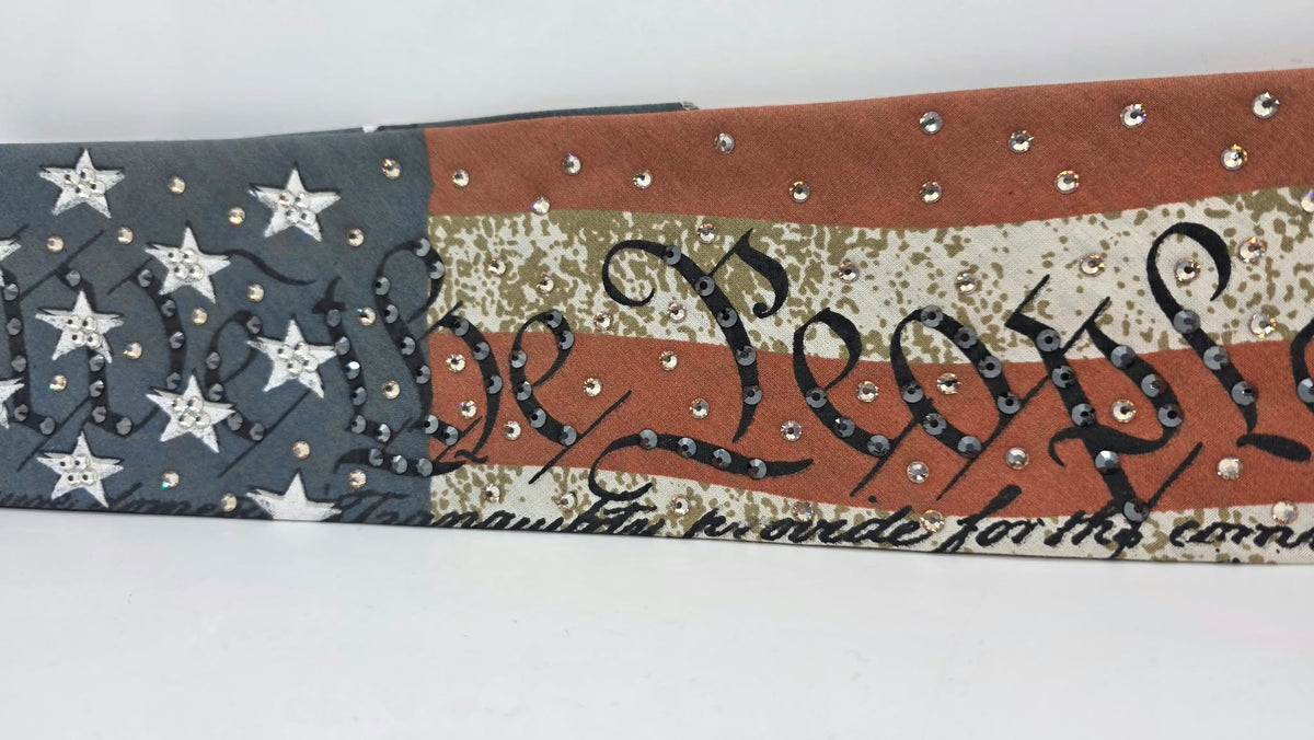 We The People Bandana with Black, Honey and Clear Austrian Crystals (E60176)