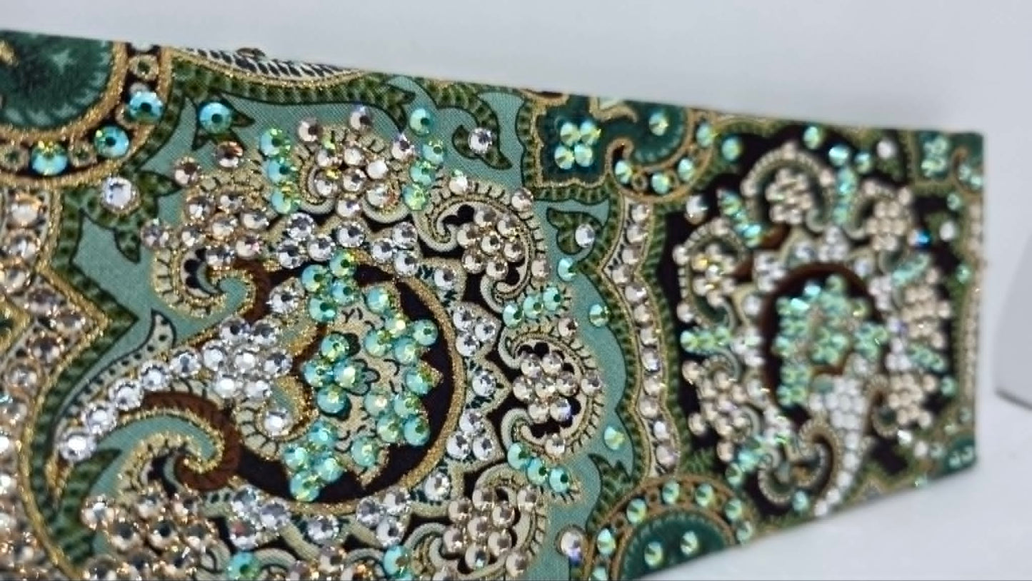 Super LeeAnnette Royal Green Bandana with Peridot Shimmer, Honey and Diamond Clear Austrian Crystals (S48162)