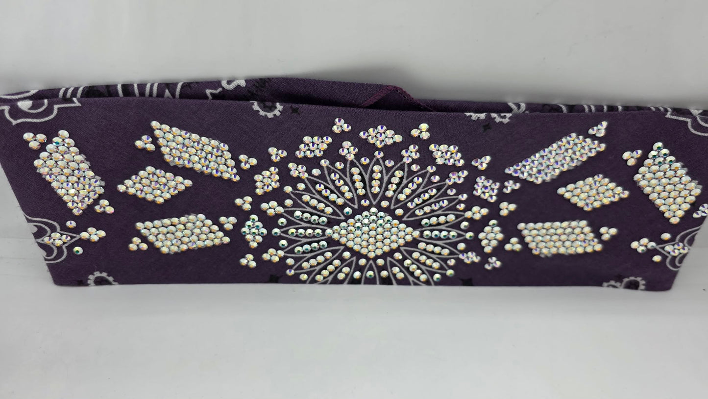 Super LeeAnnette Plum Paisley Bandana with Aurora Borealis Austrian Crystals (S48146)