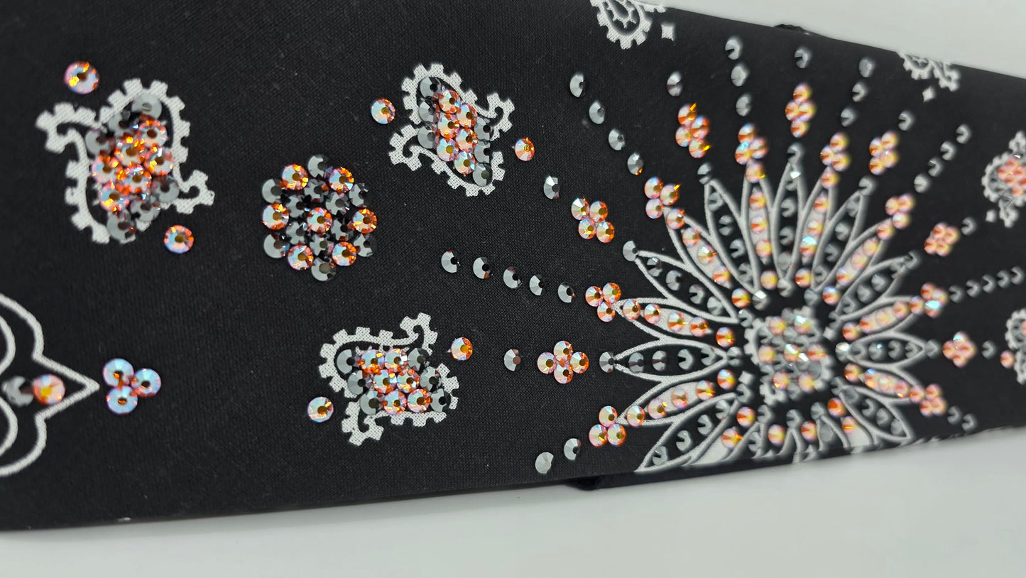 LeeAnnette Black Paisley Bandana with Sun Shimmer and Black Austrian Crystals (L40209)