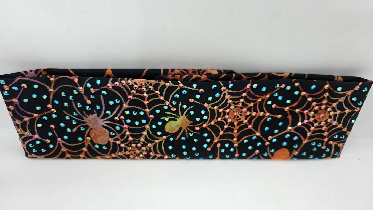 LeeAnnette Spider and Web Bandana with Jet Shimmer and Lava Austrian Crystals (L40217)