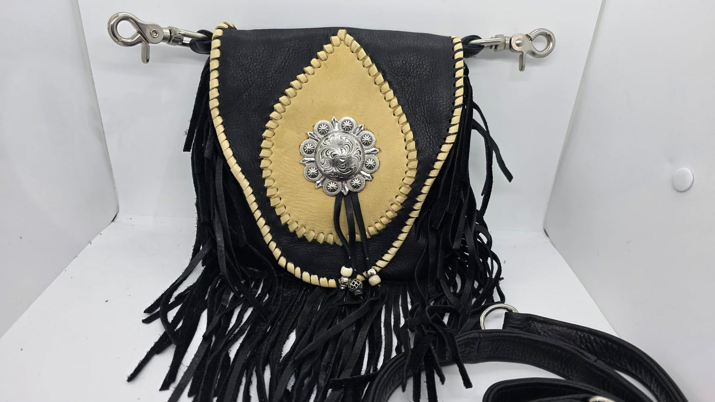 Black and Cream Buck Skin Purse