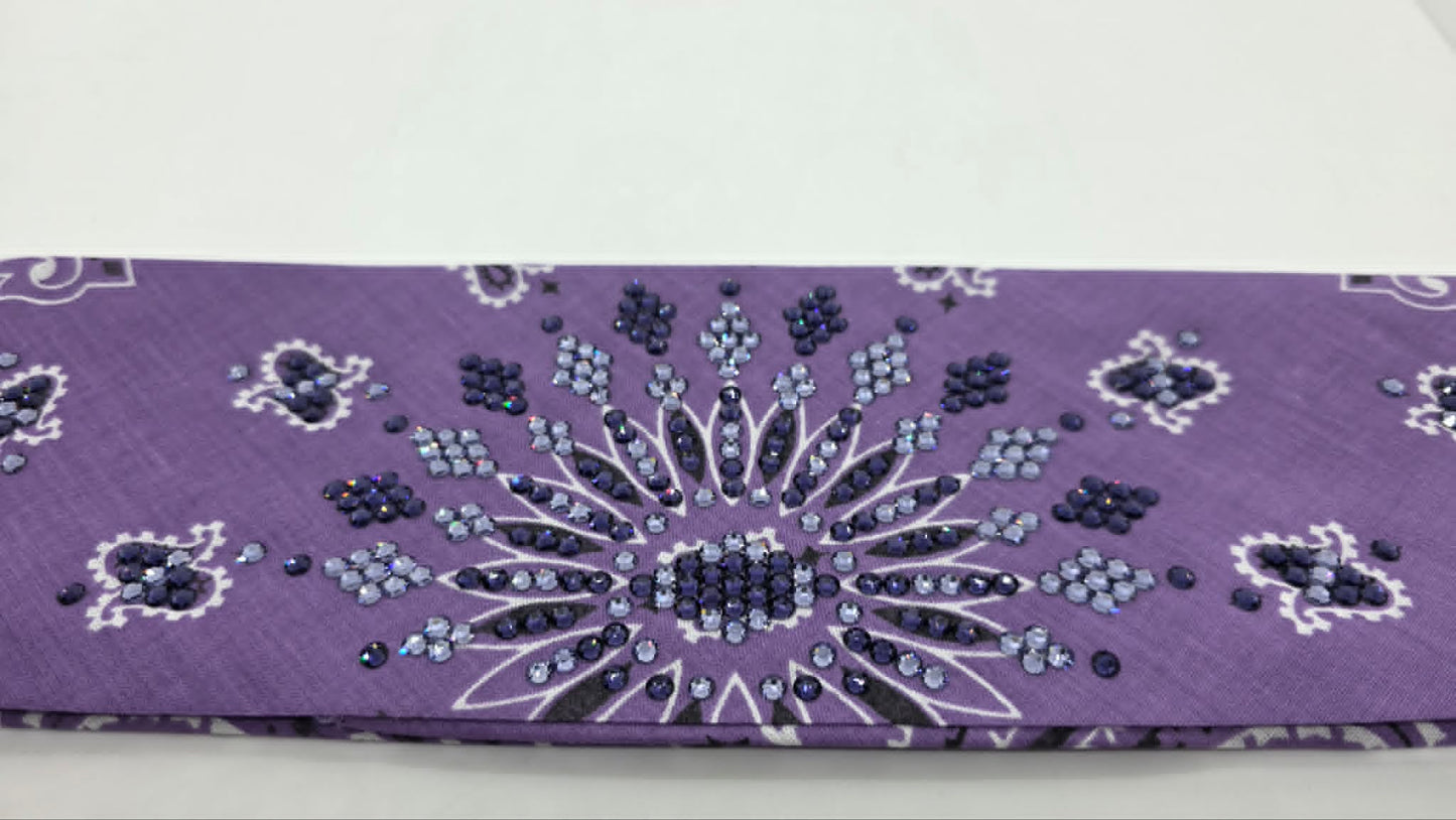 LeeAnnette Lavender Paisley Bandana with Purple Velvet and Lavender Austrian Crystals (L40267)