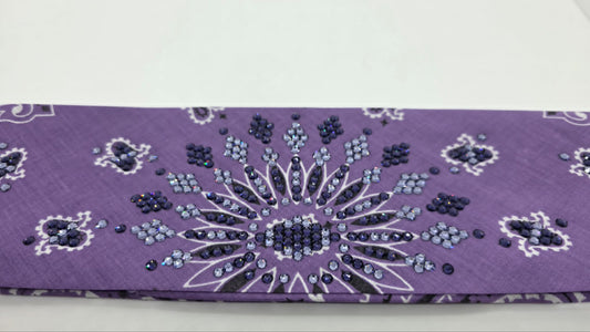 LeeAnnette Lavender Paisley Bandana with Purple Velvet and Lavender Austrian Crystals (L40267)