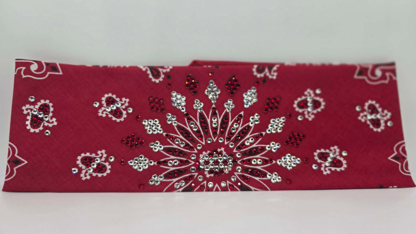 LeeAnnette Red Paisley Bandana with Red and Diamond Clear Austrian Crystals (L40265)