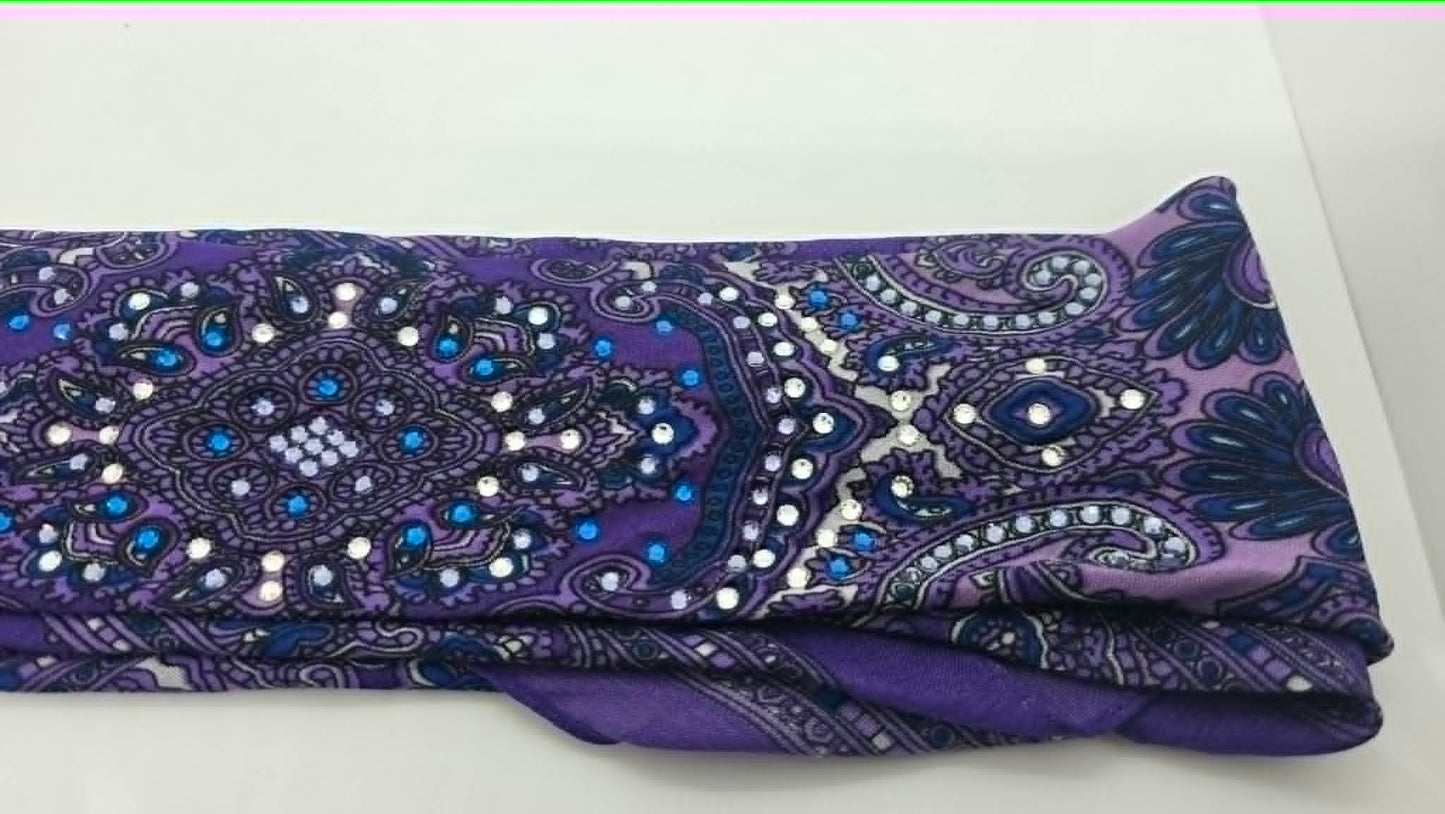 Purple Scarf with Capri Blue, Tanzanite and Diamond Clear Austrian Crystals (LS30004)