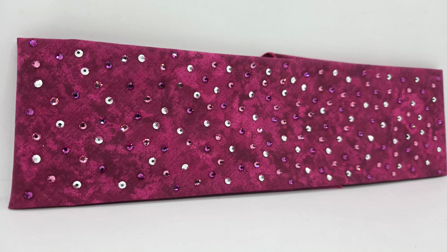 Marble Magenta Bandana with Dark Pink, Light Pink and Chrome Austrian Crystals (E60118)