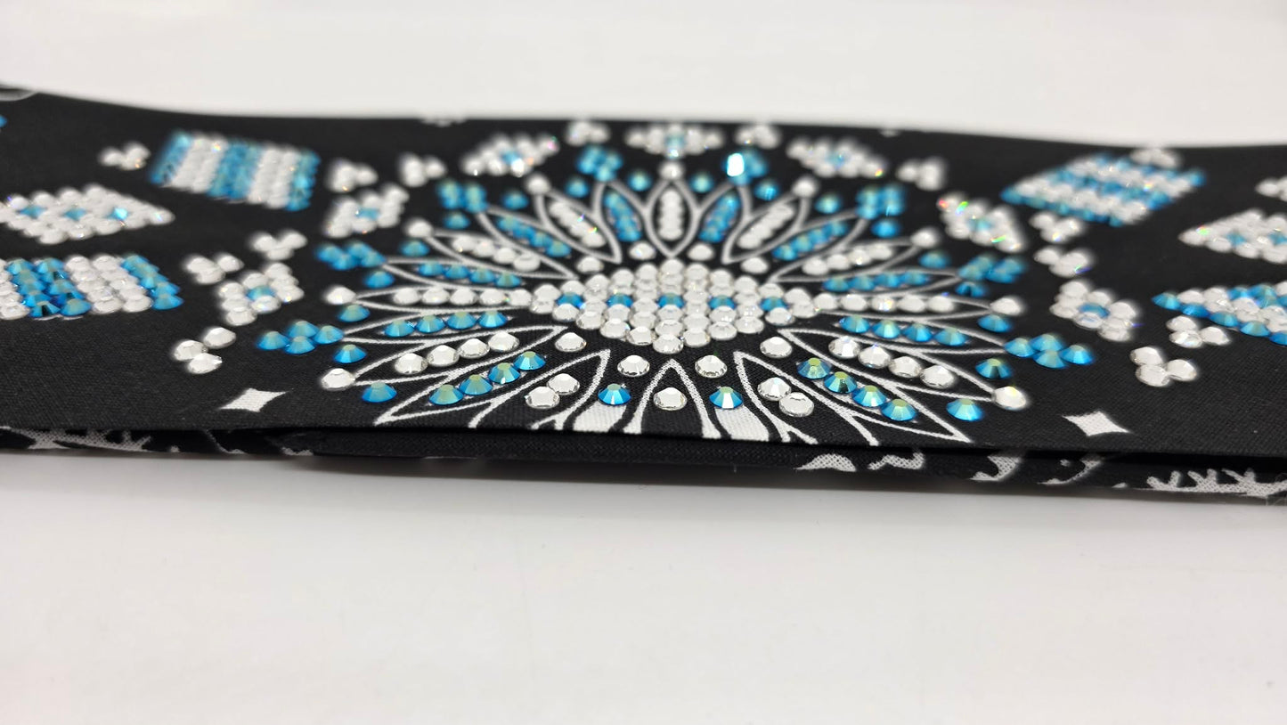 Super LeeAnnette Black Paisley Bandana with Jet Shimmer and Diamond Clear Austrian Crystals (S48123)