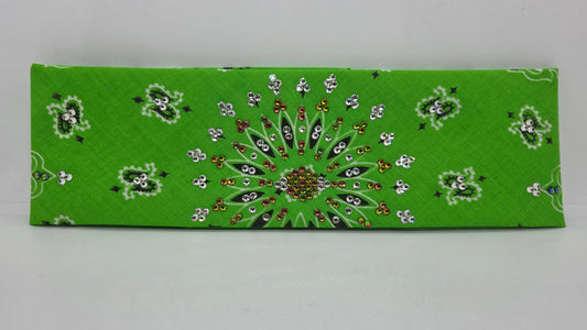Lime Green Paisley Bandana with Vitrail and Diamond Clear Austrian Crystals (E60116)
