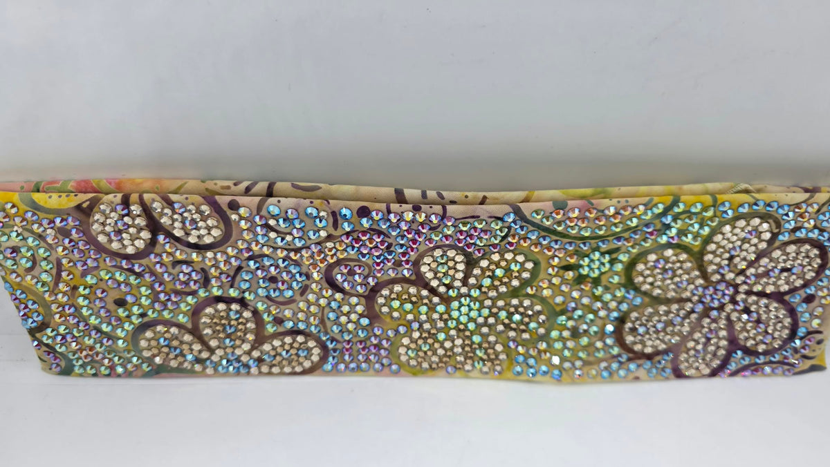 Super Duper LeeAnnette Batik Flowers Bandana with Multi-color Austrian Crystals (D49512)