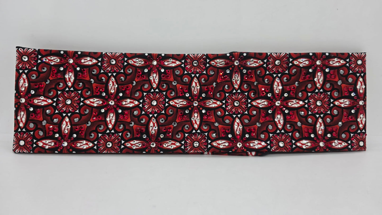 Super LeeAnnette Red and Black Squares Bandana with Red, Black and Clear Austrian Crystals (S48130)
