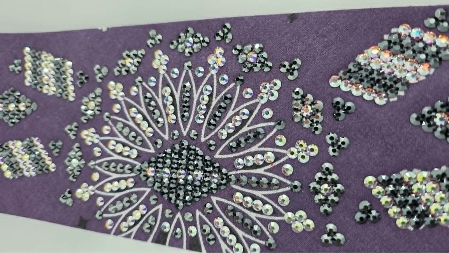 Super LeeAnnette Plum Paisley Bandana with Black and Aurora Borealis Austrian Crystals (S48163)