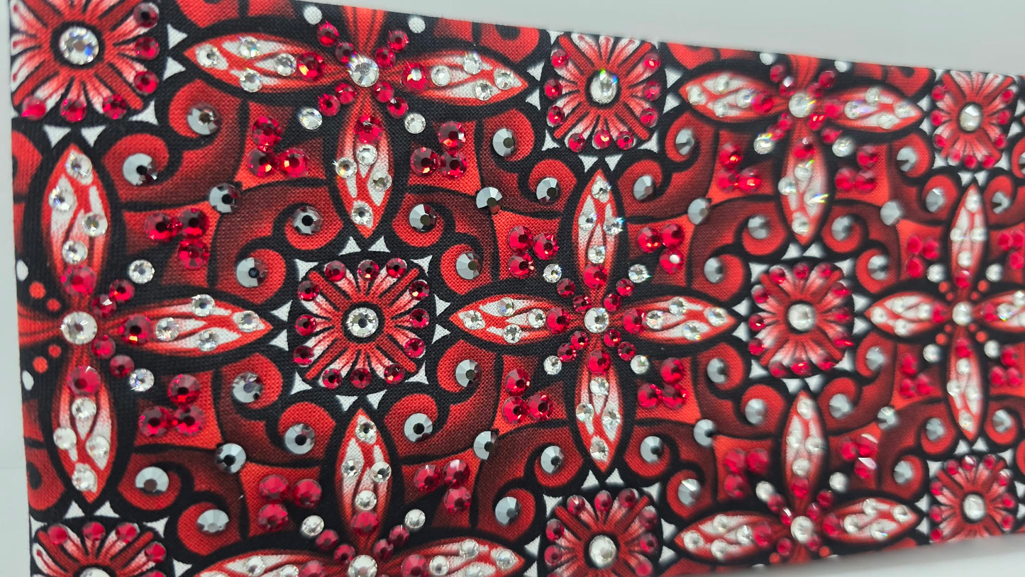 Super LeeAnnette Red and Black Squares Bandana with Red, Black and Clear Austrian Crystals (S48130)