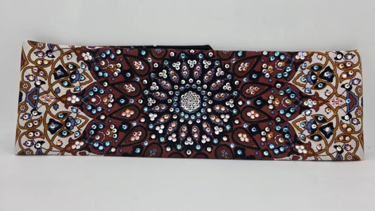 LeeAnnette Rust Indian Bandana with Aqua, Sun Shimmer and Aurora Borealis Austrian Crystals (sku40082)