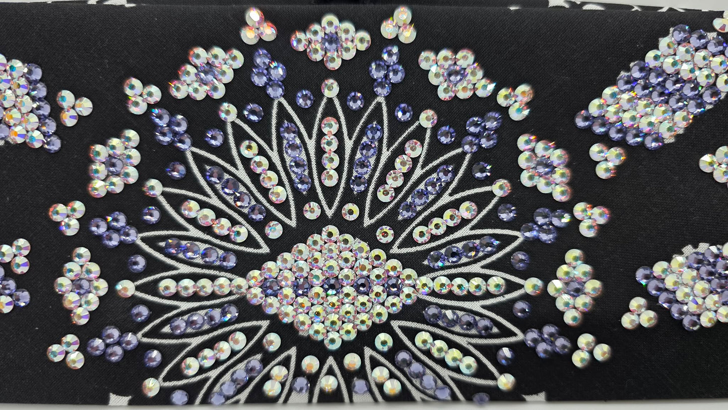 Super LeeAnnette Black Paisley Bandana with Light Purple and Aurora Borealis Austrian Crystals (S48107)