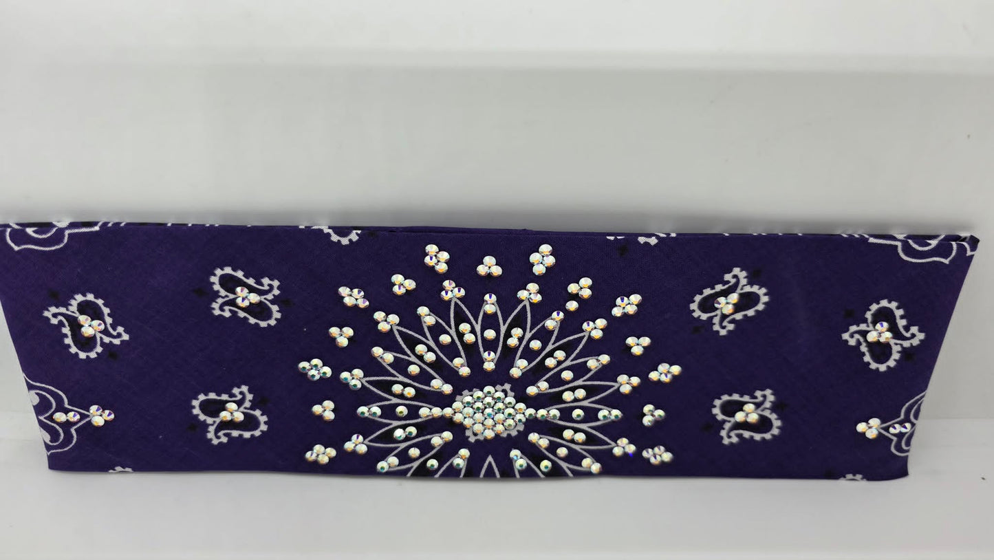 Purple Paisley Bandana with Aurora Borealis Austrian Crystals (E60134)