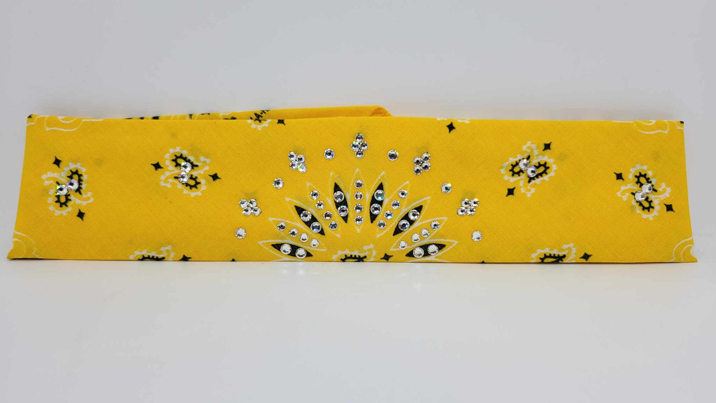 Bargain Narrow Bright Golden Yellow Paisley with Diamond Clear Crystals (Sku8091)