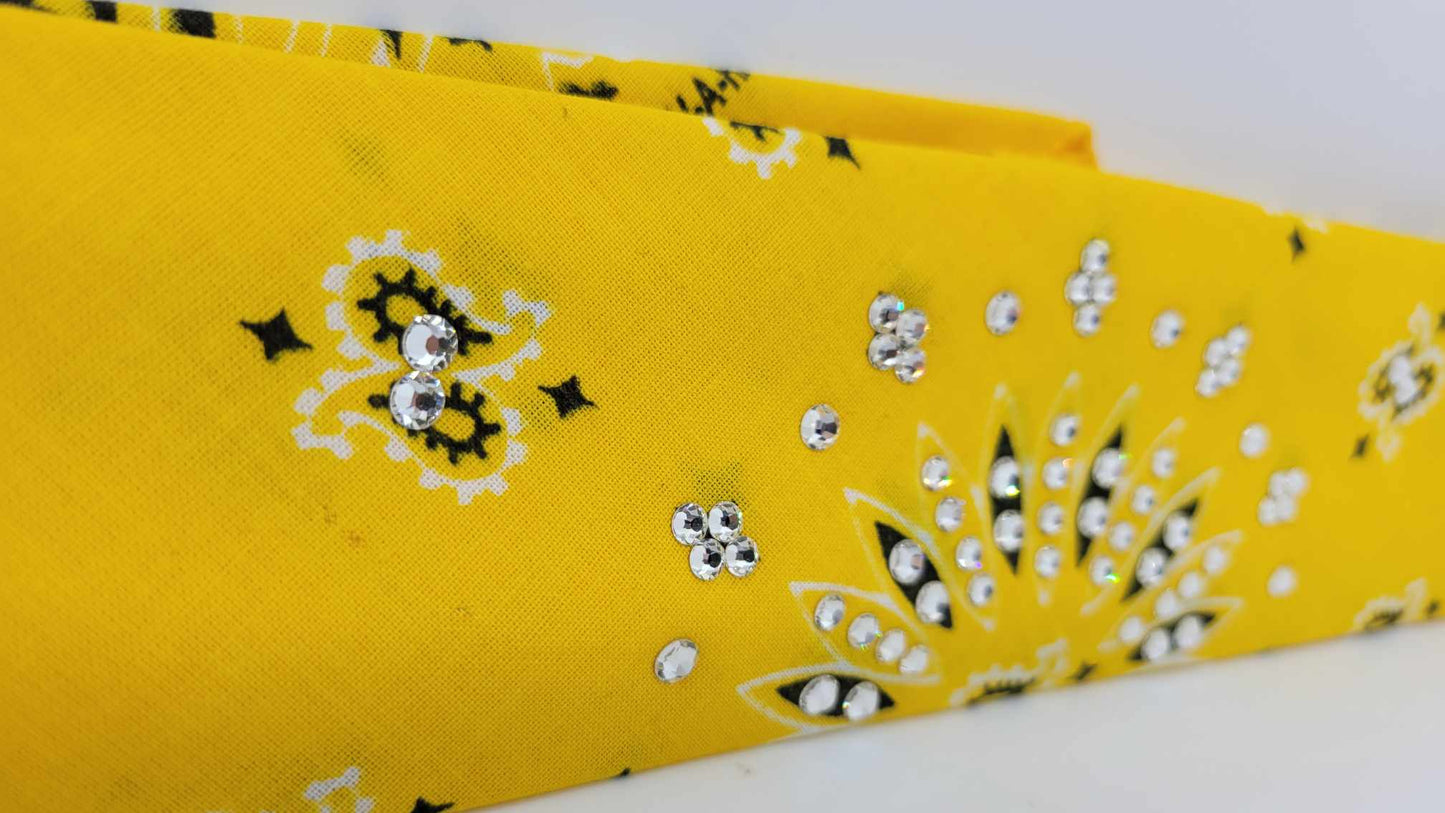 Bargain Narrow Bright Golden Yellow Paisley with Diamond Clear Crystals (Sku8091)