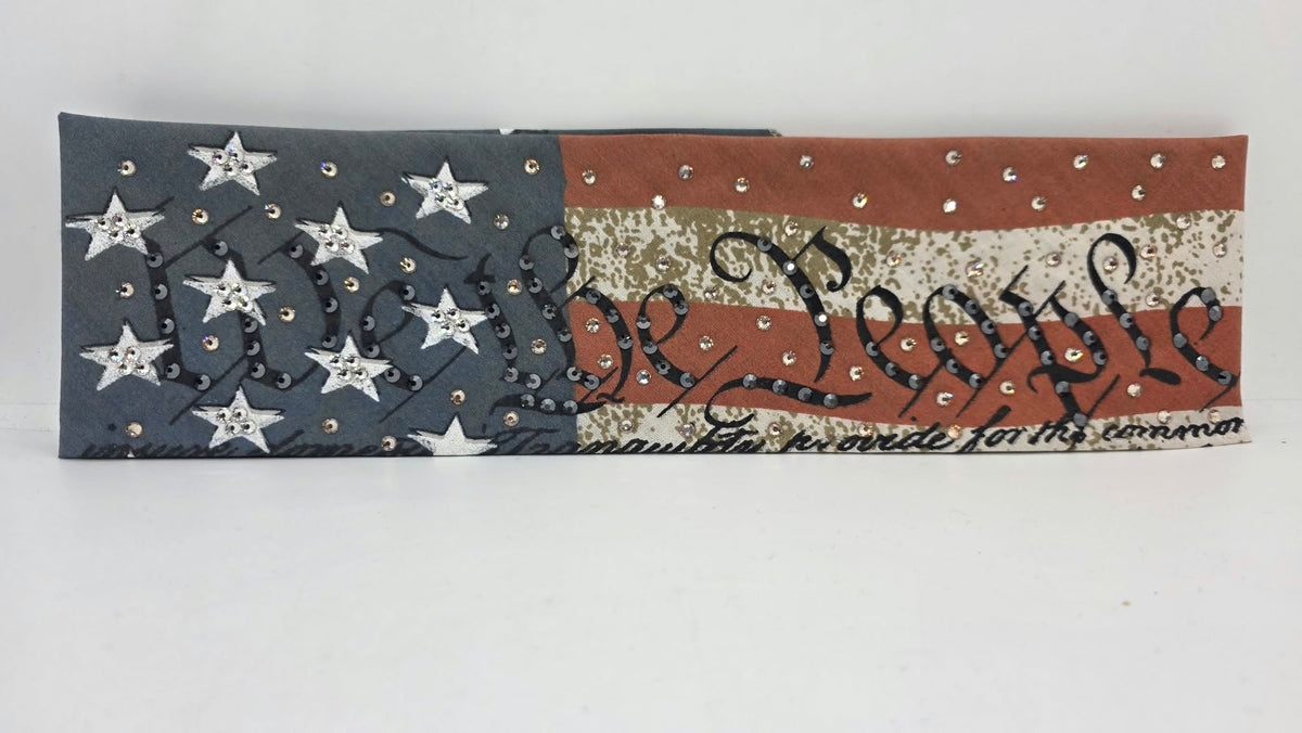We The People Bandana with Black, Honey and Clear Austrian Crystals (E60176)