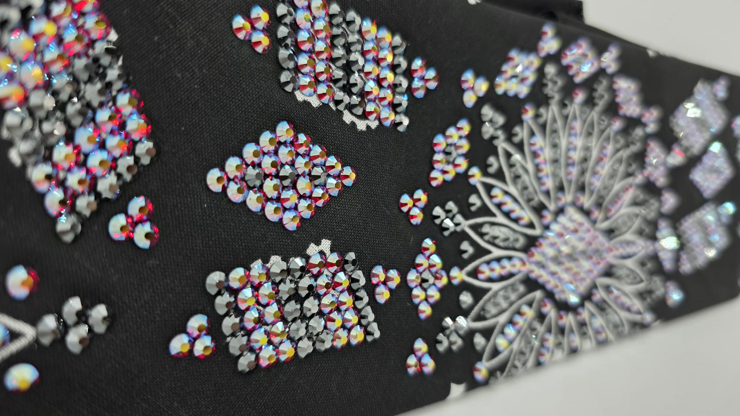 Super LeeAnnette Black Paisley Bandana with Red Shimmer and Black Austrian Crystals (S480100)