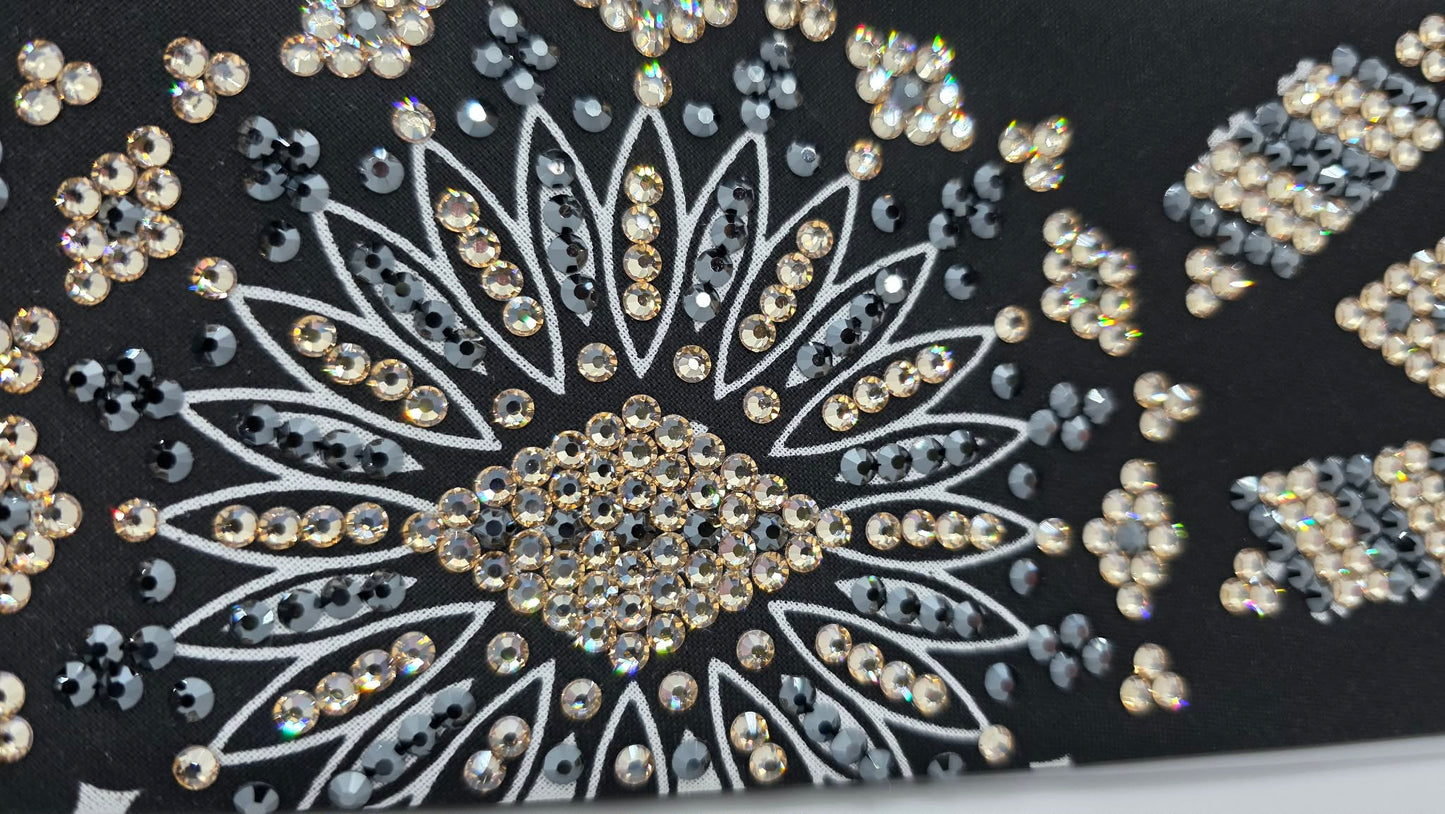 Super LeeAnnette Black Paisley Bandana with Honey and Black Austrian Crystals (S48125)