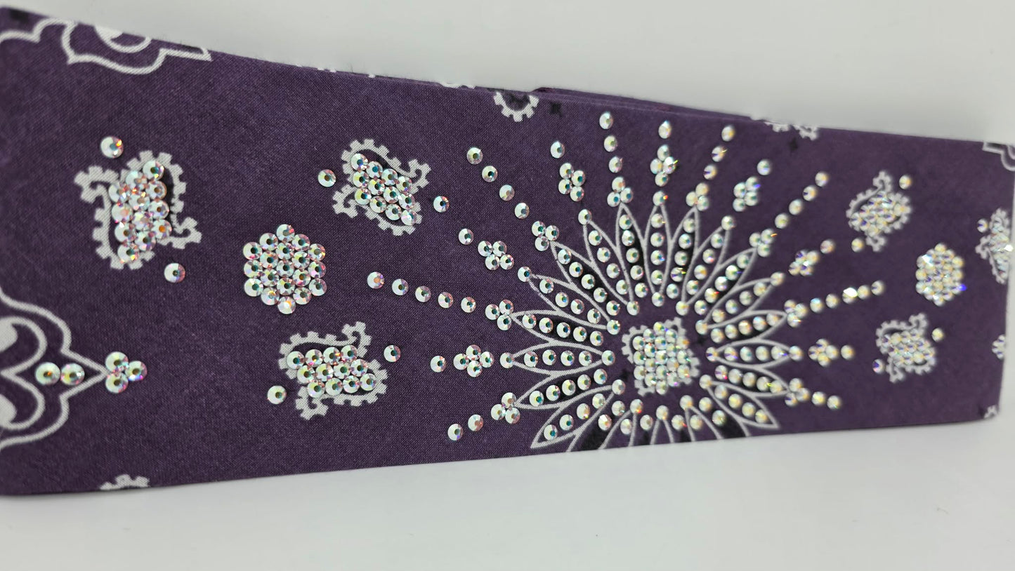 LeeAnnette Plum Paisley Bandana with Aurora Borealis Austrian Crystals (L40236)