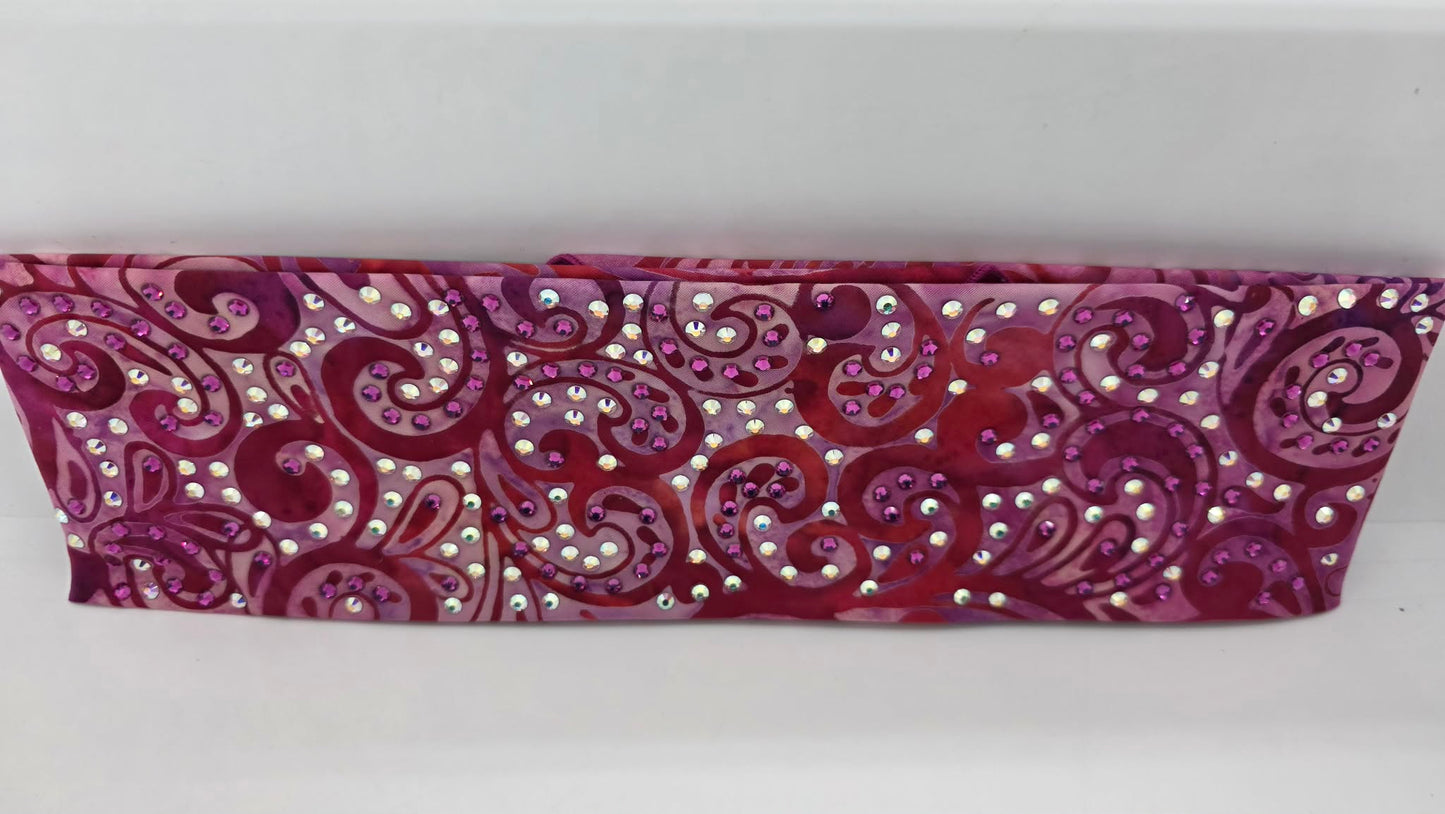 LeeAnnette Pink Batik Bandana with Fuchsia and Aurora Borealis Austrian Crystals (L40225)