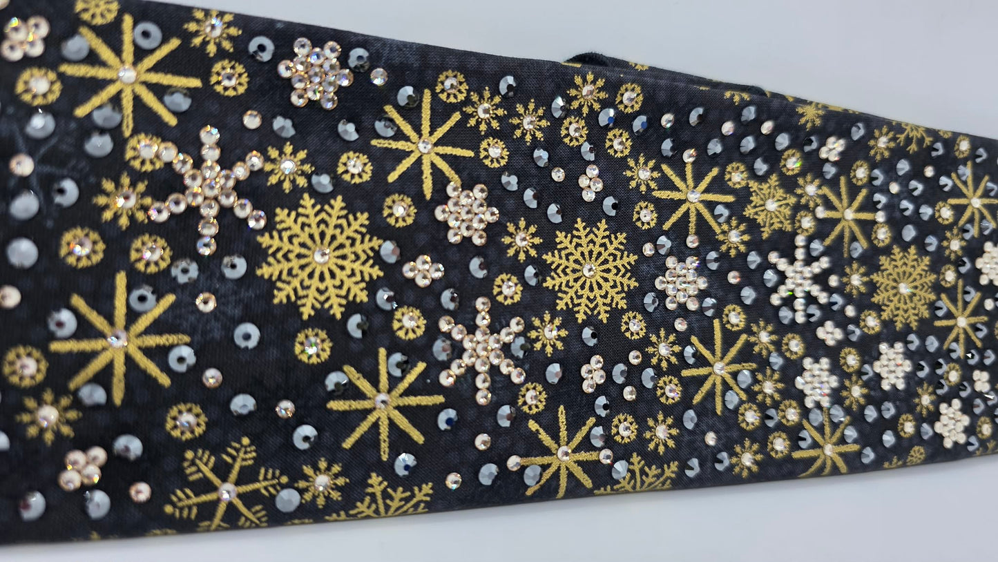 Super LeeAnnette Gold Snow on Black Bandana with Black and Honey Austrian Crystals (S48140)