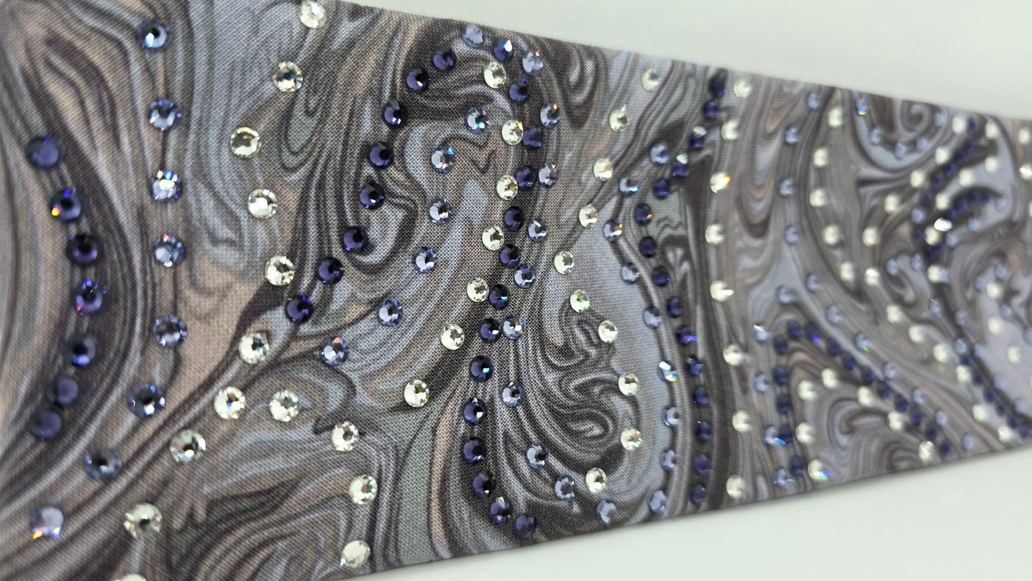 LeeAnnette Purple Marble Bandana with Dark Purple, Light Purple and Clear Austrian Crystals (L40224)