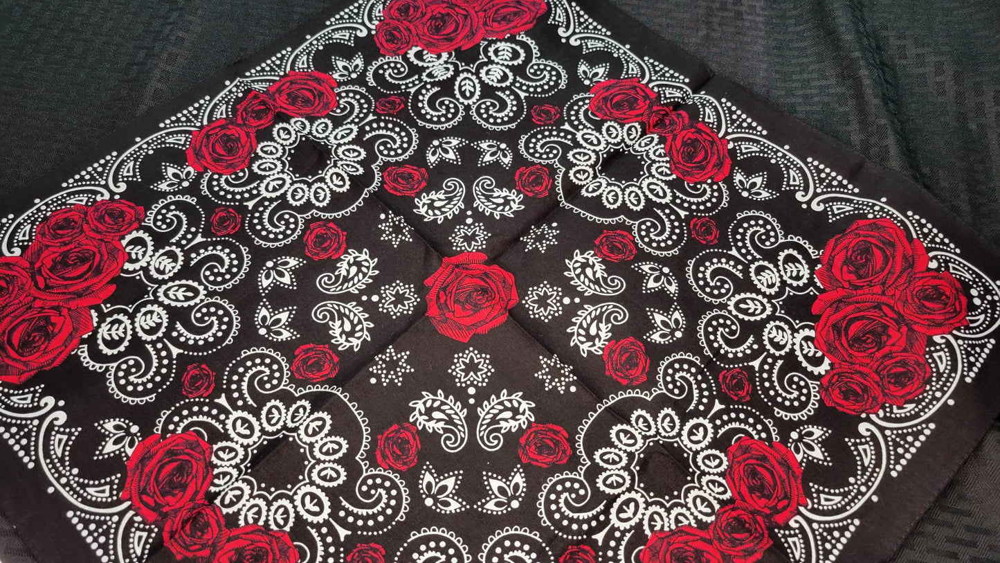 Plain Red Rose Bandana (Sku8460)